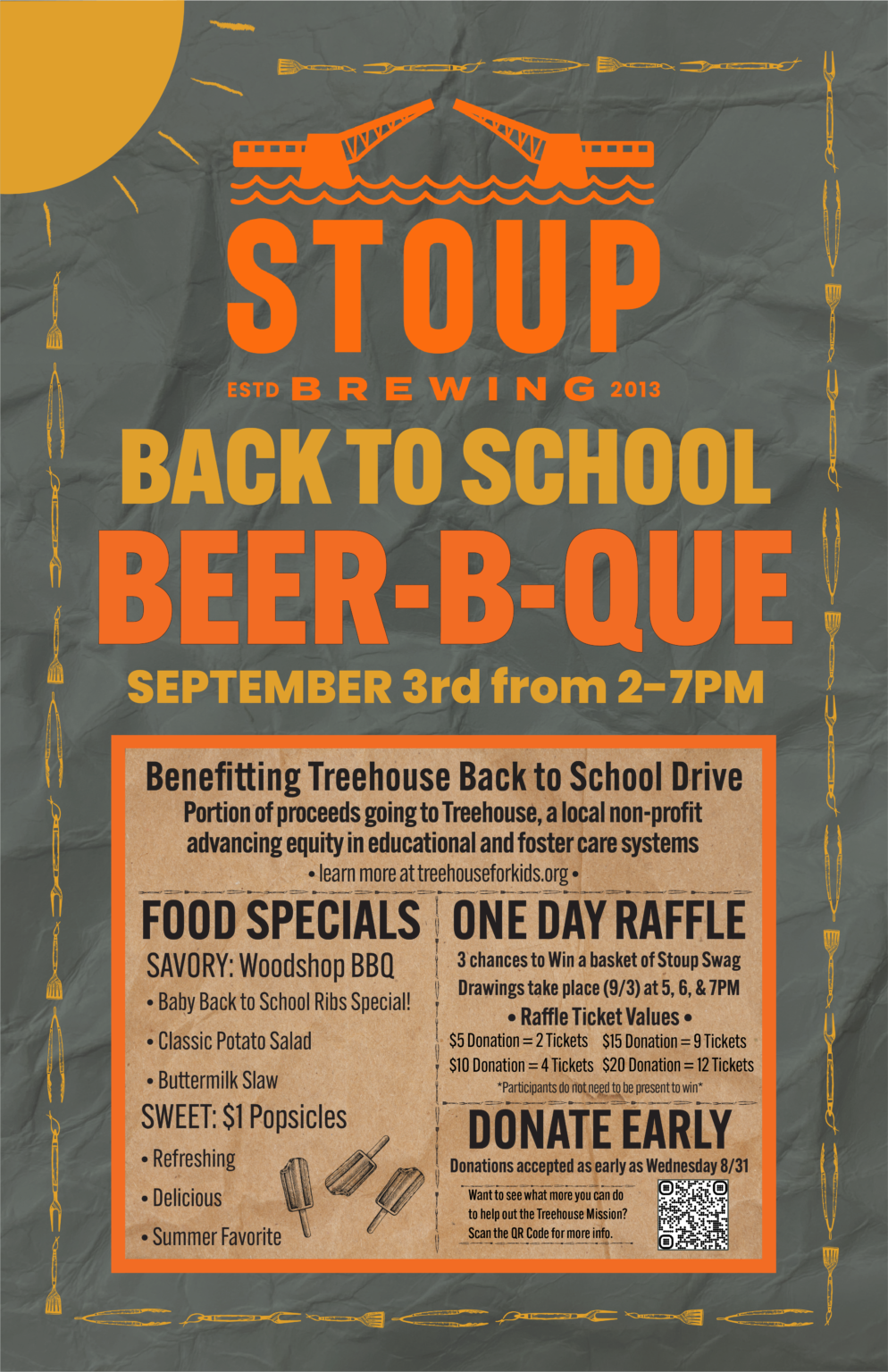 Back-to-school ‘Beer-B-Que’ Fundraiser At Stoup To Benefit Treehouse ...